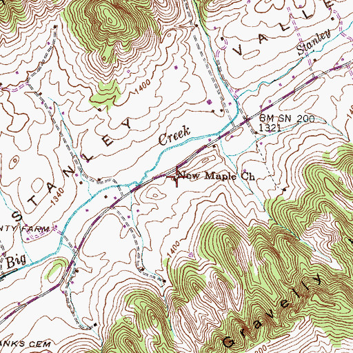 Topographic Map of New Maple Church, TN