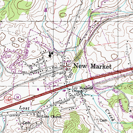 Topographic Map of New Market, TN