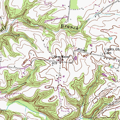 Topographic Map of New Meyer Church, TN