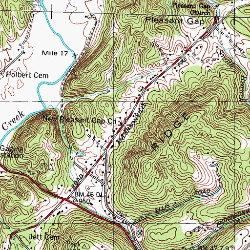 Topographic Map of New Pleasant Gap Church, TN