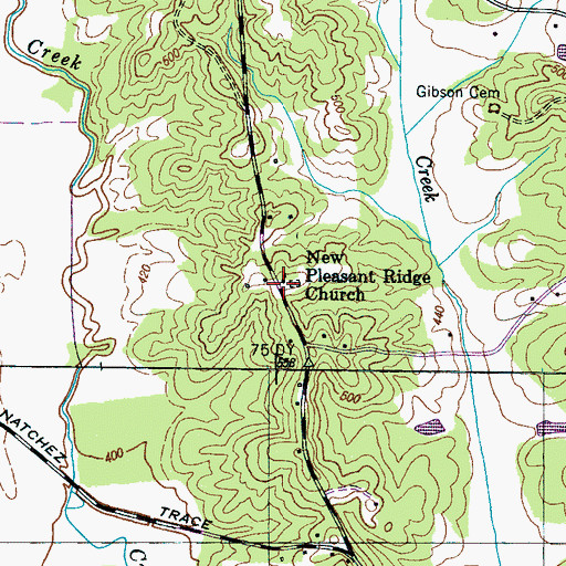 Topographic Map of New Pleasant Ridge Church, TN