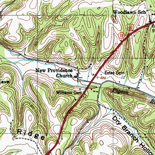 Topographic Map of New Providence Church, TN