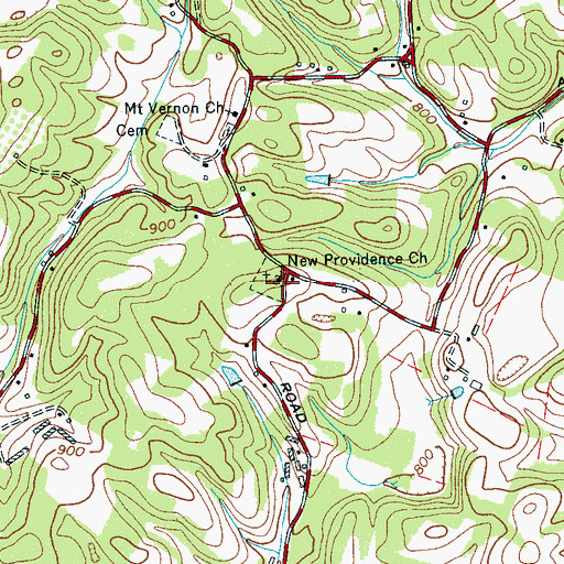 Topographic Map of New Providence Church, TN