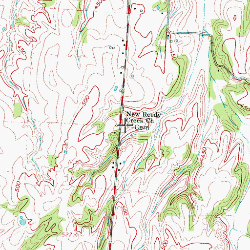 Topographic Map of New Reedy Creek Church, TN