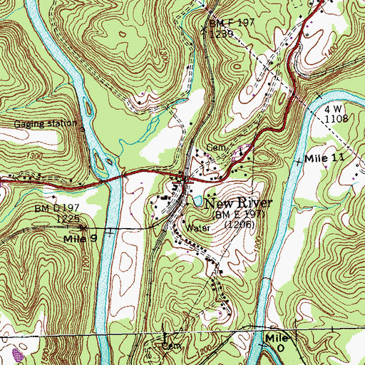 Topographic Map of New River, TN