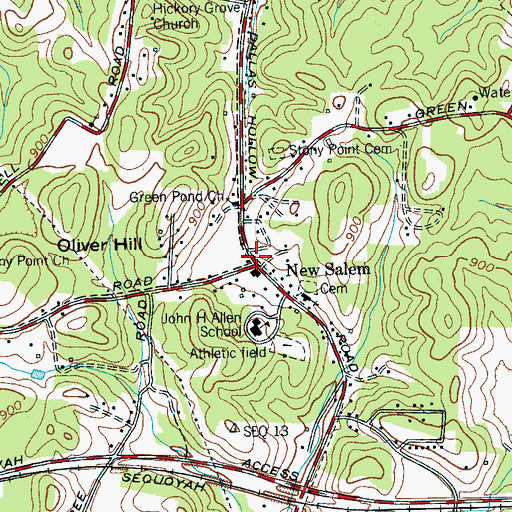 Topographic Map of New Salem, TN