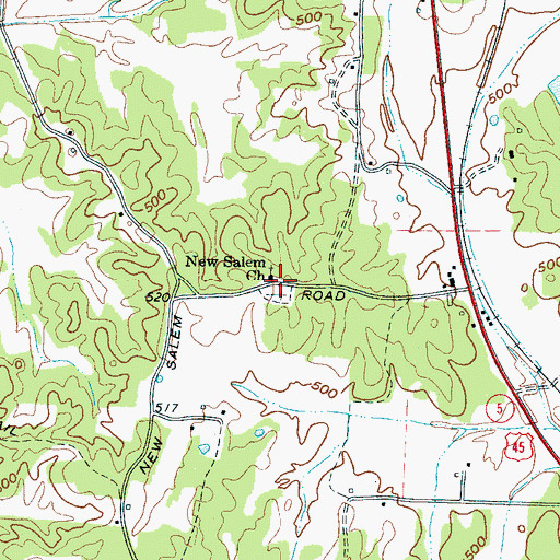 Topographic Map of New Salem Church, TN