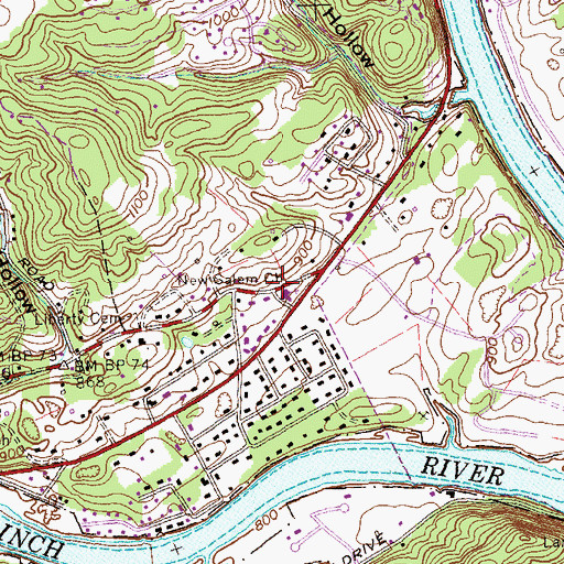 Topographic Map of New Salem Baptist Church, TN