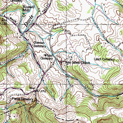 Topographic Map of New Salem Church, TN