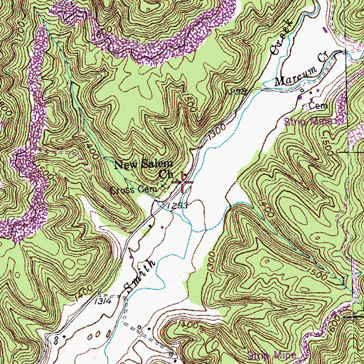 Topographic Map of New Salem Church, TN