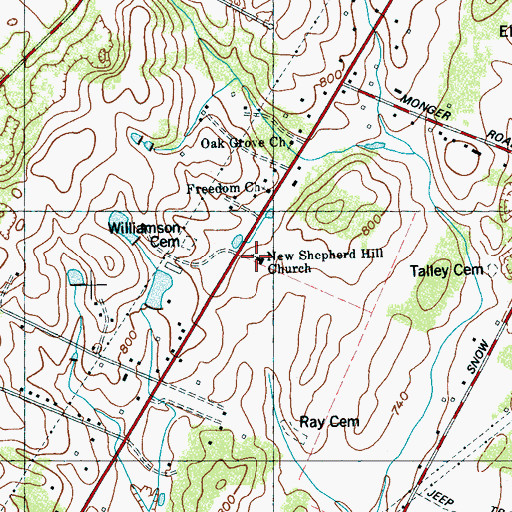 Topographic Map of New Shepherd Hill Church, TN