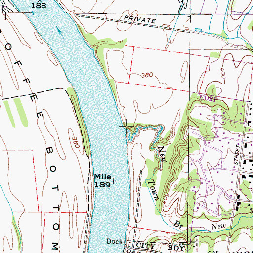 Topographic Map of New Town Branch, TN