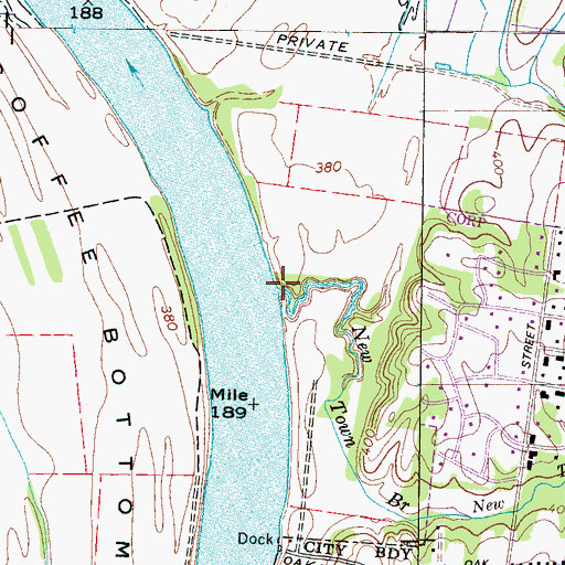 Topographic Map of New Town Branch, TN