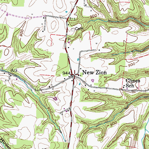 Topographic Map of New Zion, TN