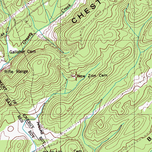 Topographic Map of New Zion Cemetery, TN