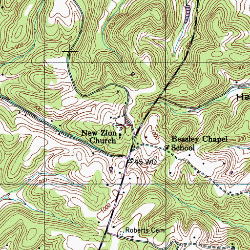 Topographic Map of New Zion Church, TN