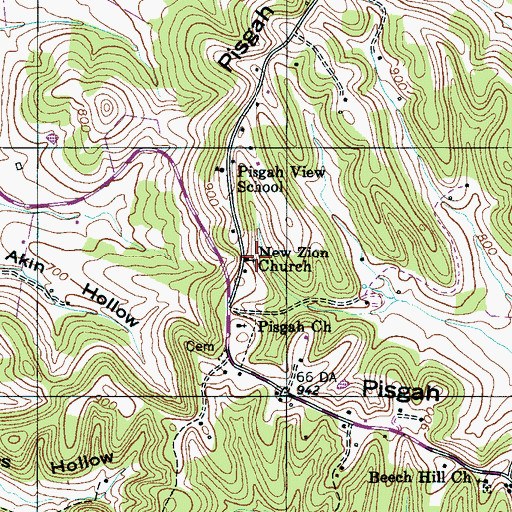 Topographic Map of New Zion Church, TN