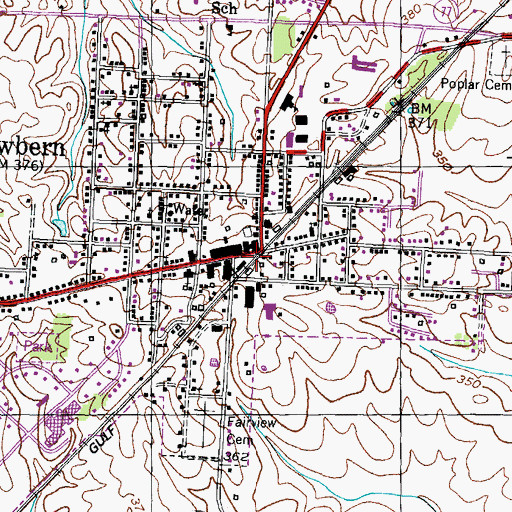 Topographic Map of Newbern, TN