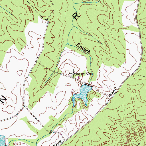 Topographic Map of Newby Cemetery, TN