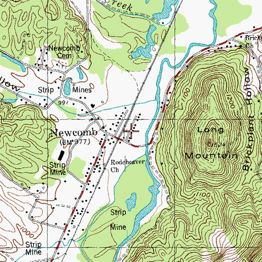 Topographic Map of Newcomb, TN