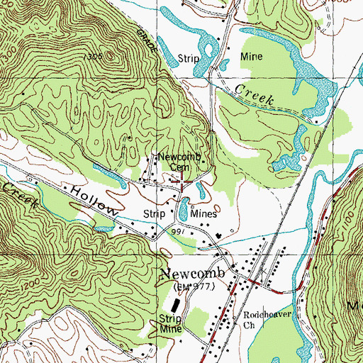 Topographic Map of Newcomb Cemetery, TN