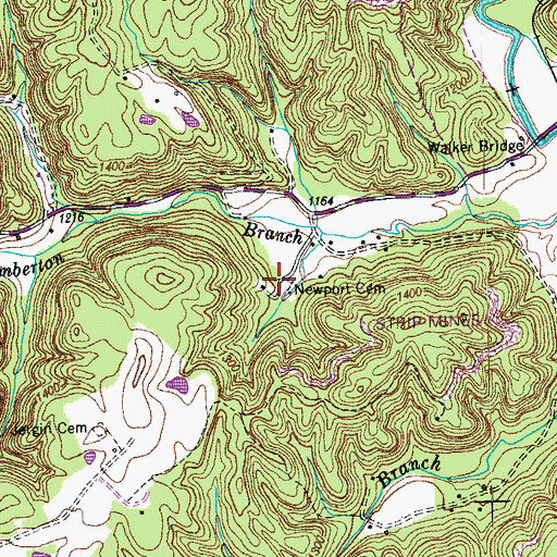 Topographic Map of Newport Cemetery, TN