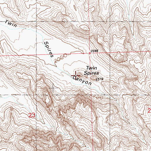 Topographic Map of Twin Spires, AZ
