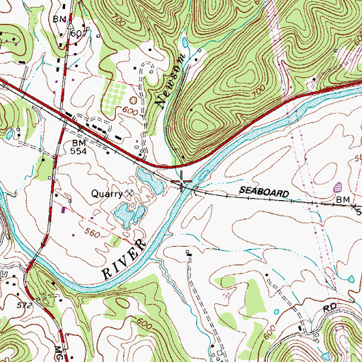 Topographic Map of Newsom Branch, TN