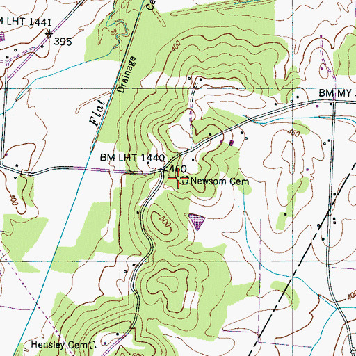 Topographic Map of Newson Cemetery, TN