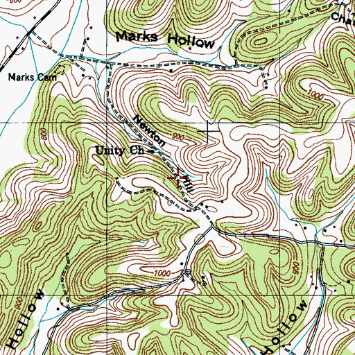 Topographic Map of Newton Hill, TN