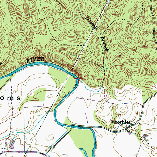Topographic Map of Nichols Branch, TN