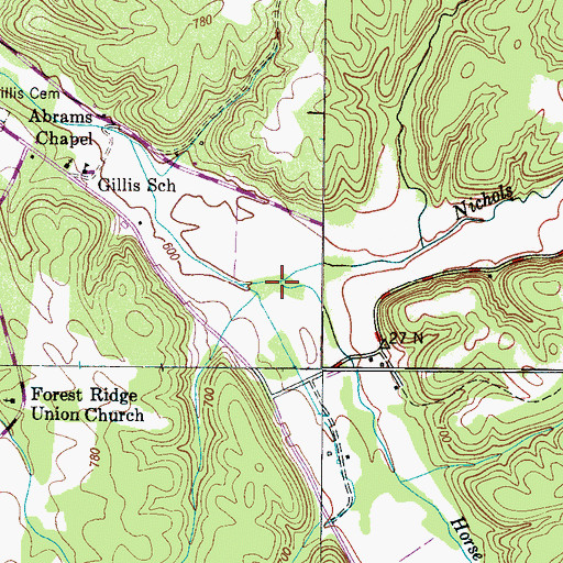 Topographic Map of Nichols Branch, TN