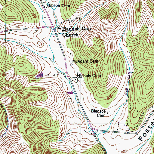 Topographic Map of Nichols Cemetery, TN