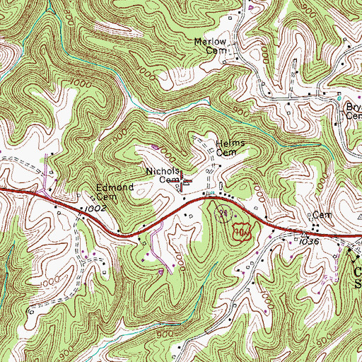 Topographic Map of Nichols Cemetery, TN
