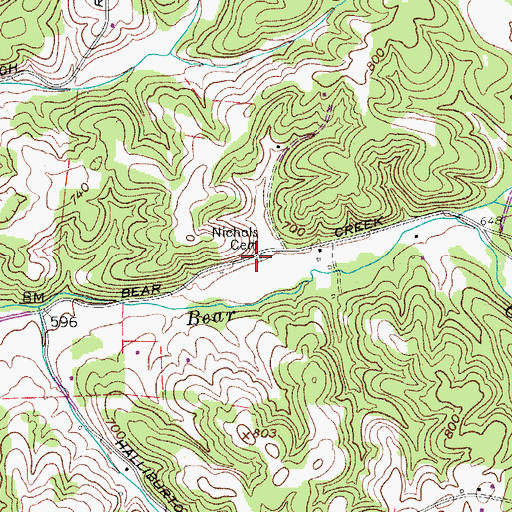 Topographic Map of Nichols Cemetery, TN