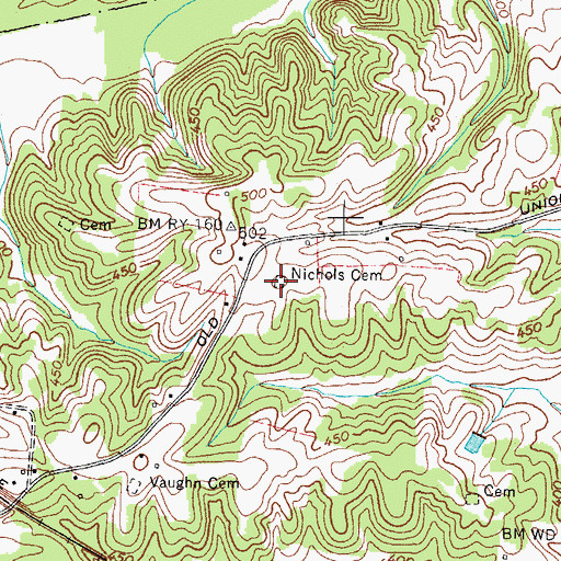 Topographic Map of Nichols Cemetery, TN