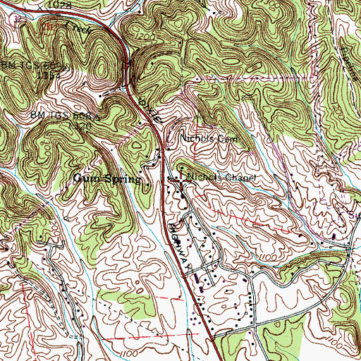 Topographic Map of Nichols Chapel, TN