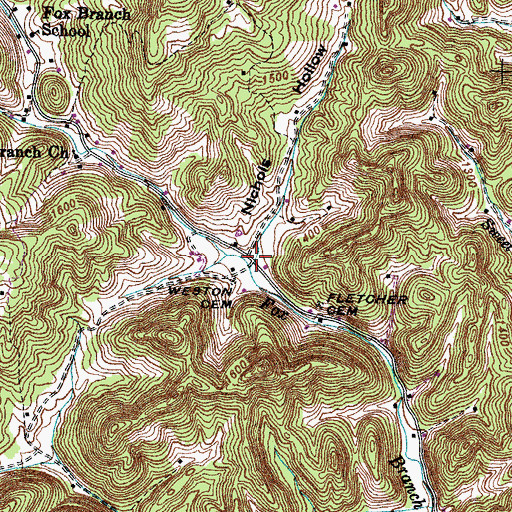 Topographic Map of Nichols Hollow, TN