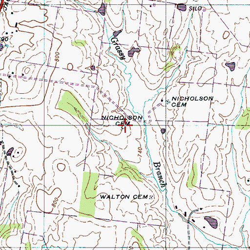 Topographic Map of Nicholson Cemetery, TN