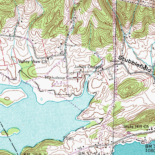 Topographic Map of Nicholson Cemetery, TN