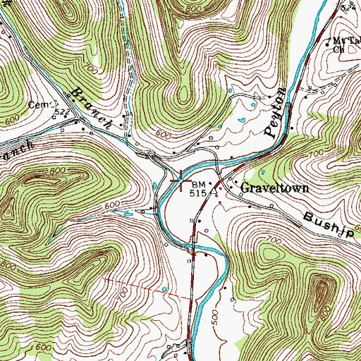 Topographic Map of Nickajack Branch, TN