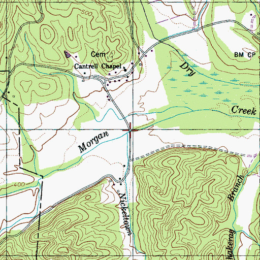 Topographic Map of Nickeltown Branch, TN