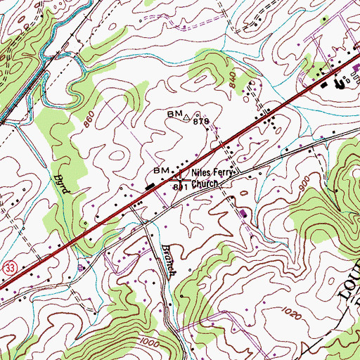 Topographic Map of Niles Ferry Church, TN