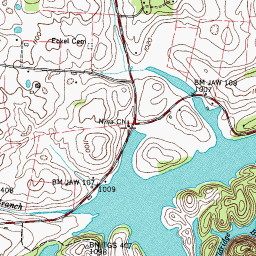 Topographic Map of Nina Church, TN