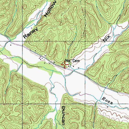 Topographic Map of Nix Cemetery, TN