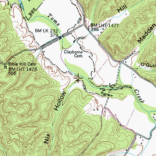 Topographic Map of Nix Hollow, TN