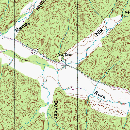 Topographic Map of Nix Hollow, TN