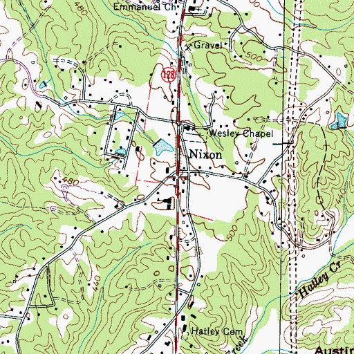 Topographic Map of Nixon, TN