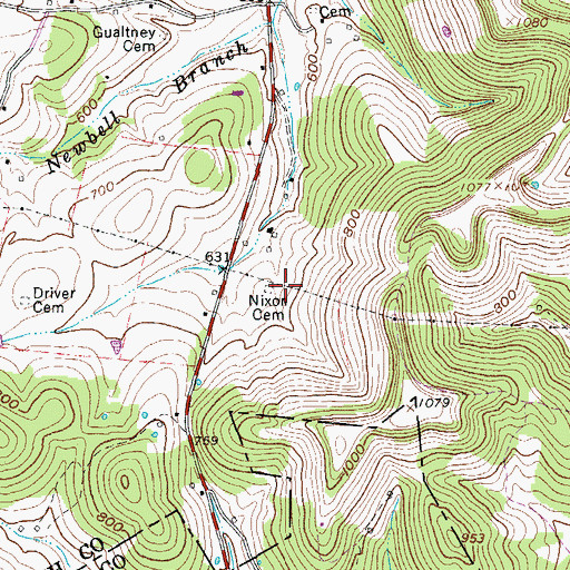 Topographic Map of Nixon Cemetery, TN