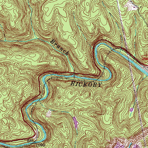 Topographic Map of No Business Branch, TN